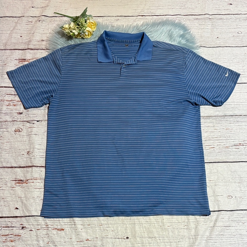Nike Golf Men's Navy White Striped Polo Shirt sz XXL